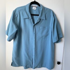 Columbia Men’s Blue Check Short Sleeve Button-Up Shirt, Size M